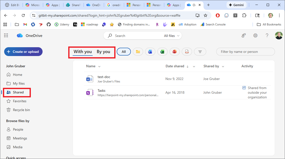 Screenshot showing you can find your Microsoft Teams chat shared files in your OneDrive shared folder