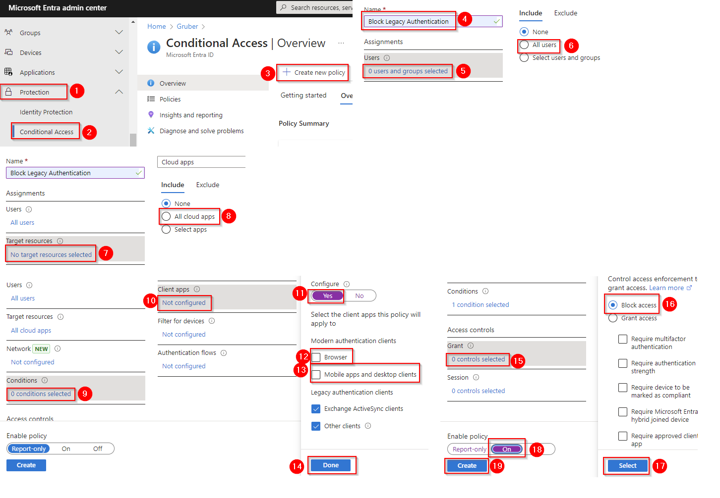 Enable Conditional Access policies to block legacy authentication