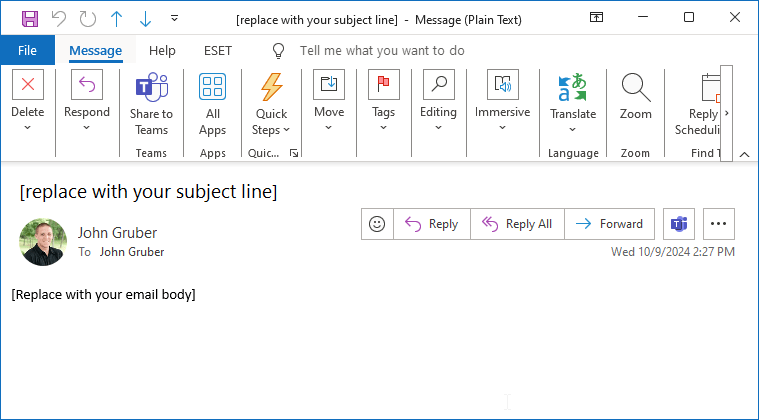 Test email sent via PowerShell