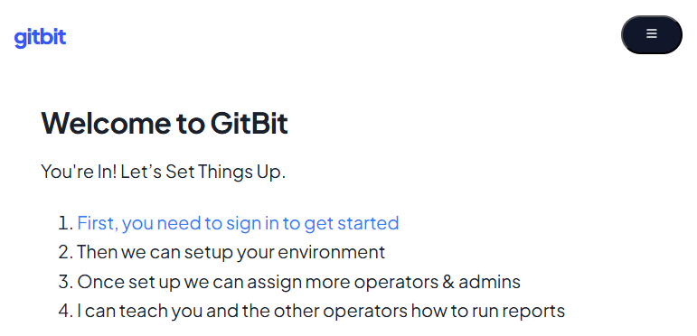 screenshot of Gitbit sign-in page